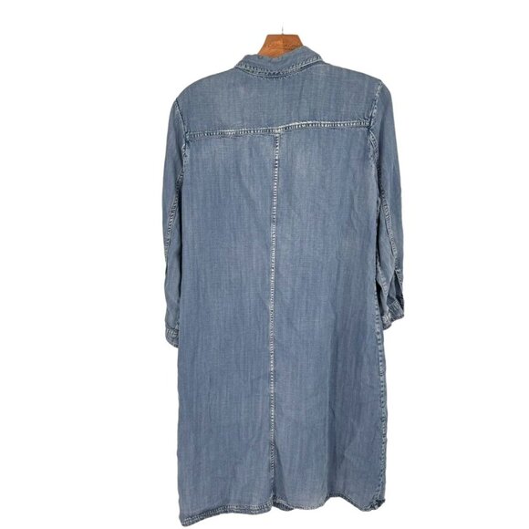 Reba Denim Embroidered Western Shirt Dress size Medium Tencel Snap Button - Picture 10 of 12